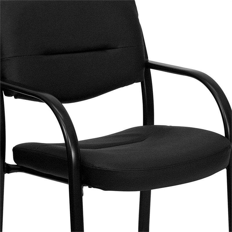 Scranton & Co Leather Executive Side Guest Chair in Black