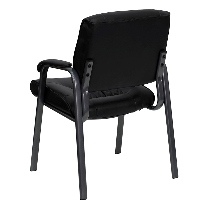 Scranton & Co Leather Guest Chair with Titanium Frame in Black