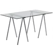 Scranton & Co Glass Top Computer Desk with Silver Frame