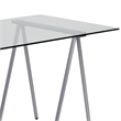 Scranton & Co Glass Top Computer Desk with Silver Frame