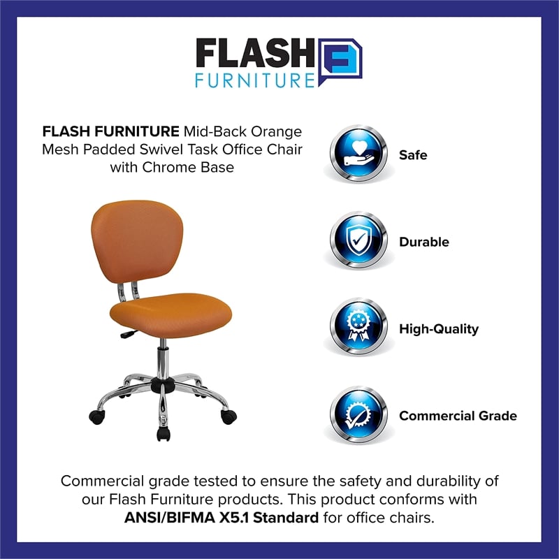 Scranton & Co Mid-Back Mesh Task Office Chair in Orange