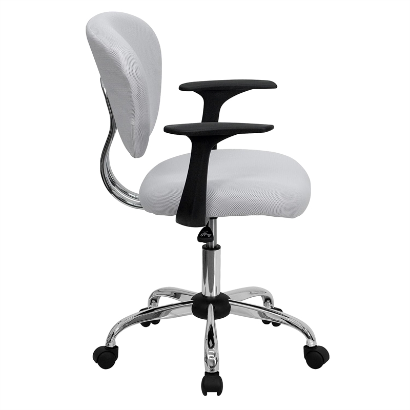 Scranton & Co Mid-Back Mesh Task Office Chair with Arms in White