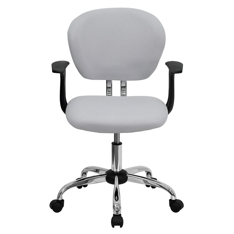 Scranton & Co Mid-Back Mesh Task Office Chair with Arms in White