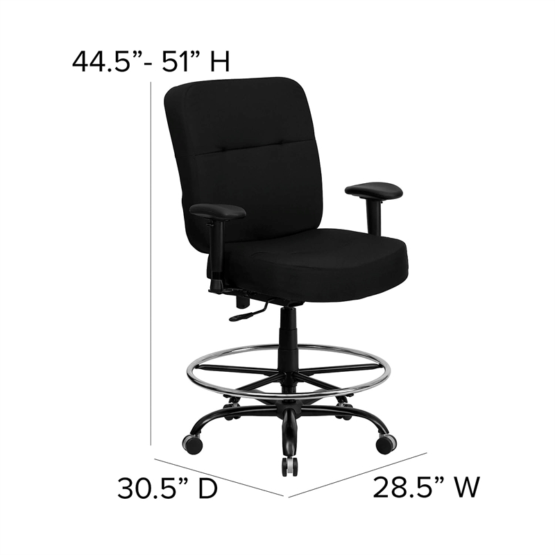 Scranton & Co Fabric Drafting Chair with Arms in Black