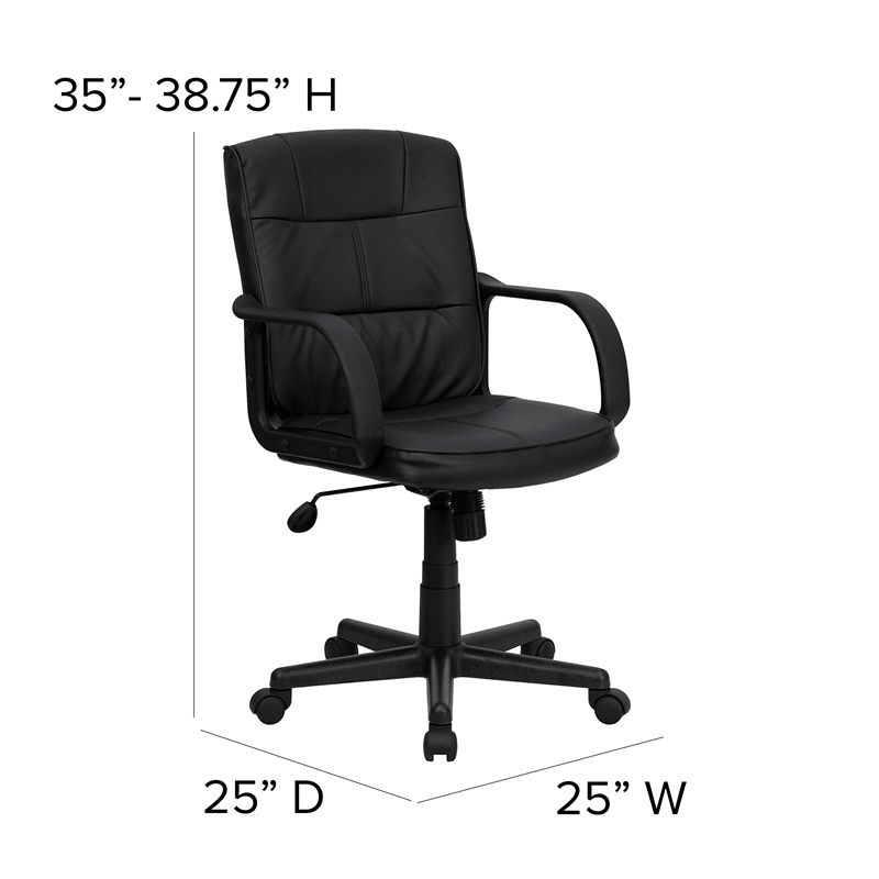 Scranton & Co Contemporary Faux Leather Mid-Back Office Chair with Arms in Black