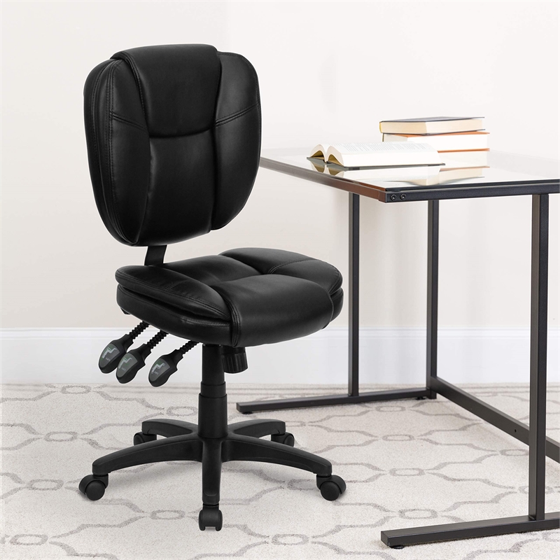 Scranton & Co Contemporary Faux Leather Mid-Back Ergonomic Task Chair in Black