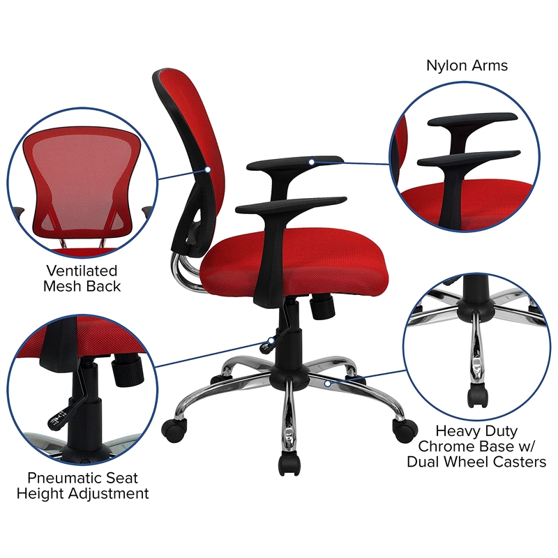 Scranton & Co Modern Mesh Fabric Mid-Back Office Chair in Red