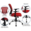 Scranton & Co Modern Mesh Fabric Mid-Back Office Chair in Red