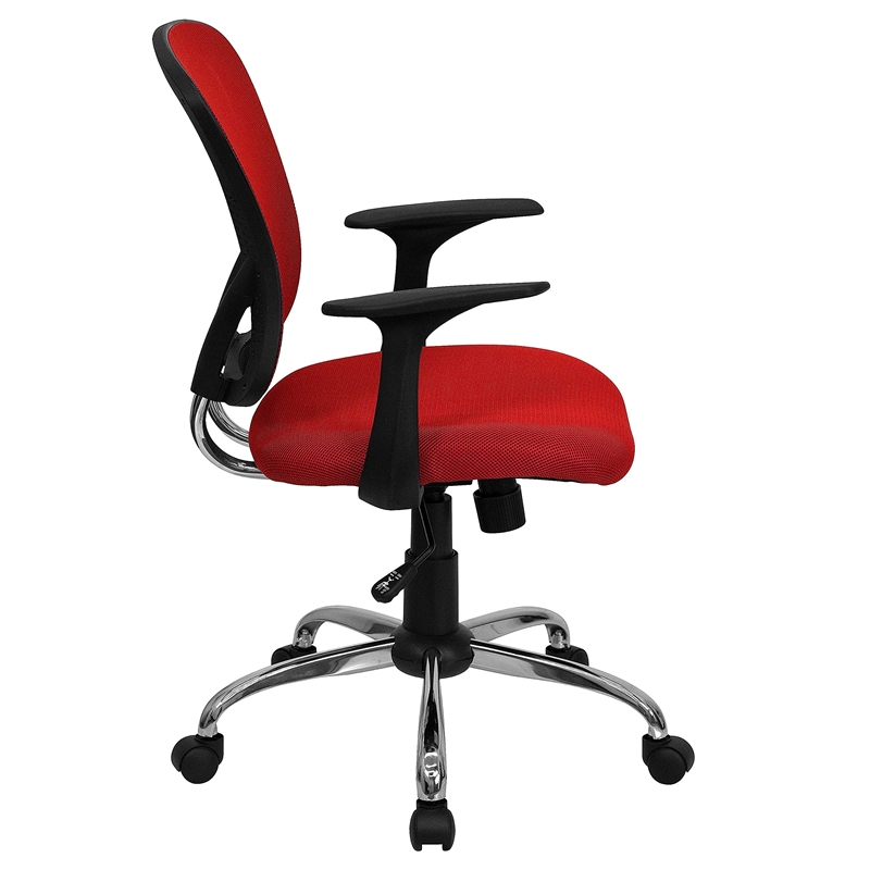 Scranton & Co Modern Mesh Fabric Mid-Back Office Chair in Red