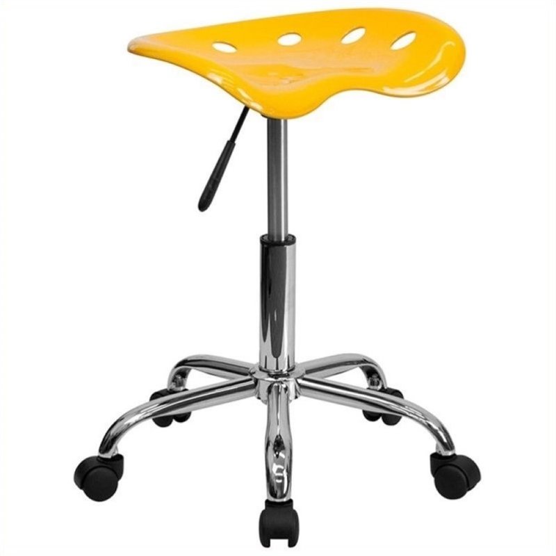 Scranton & Co Adjustable Bar Stool with Chrome Base in Orange Yellow