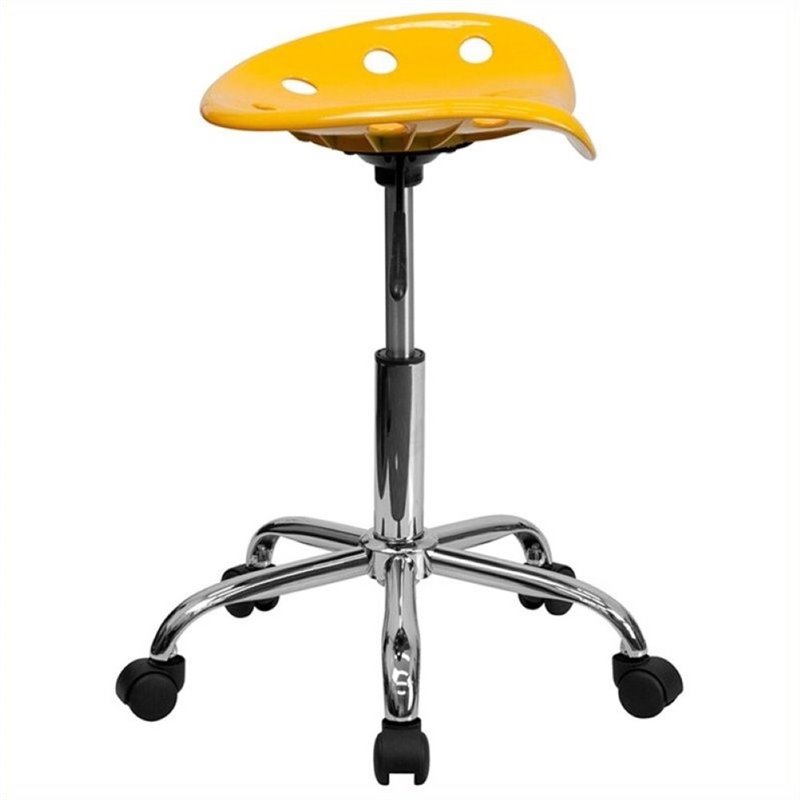 Scranton & Co Adjustable Bar Stool with Chrome Base in Orange Yellow