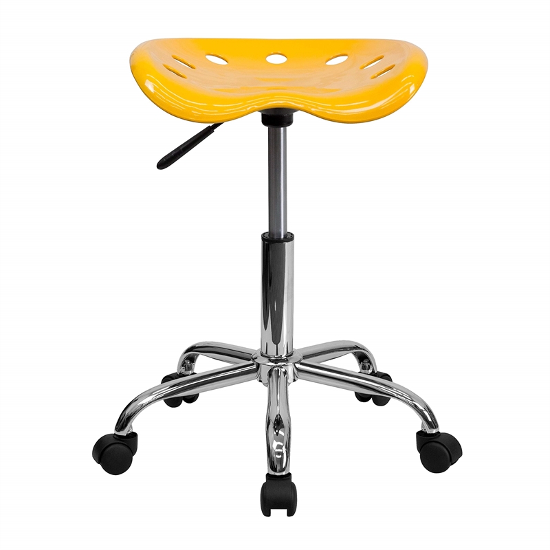 Scranton & Co Adjustable Bar Stool with Chrome Base in Orange Yellow