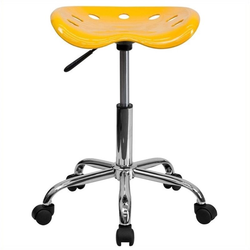 Scranton & Co Adjustable Bar Stool with Chrome Base in Orange Yellow