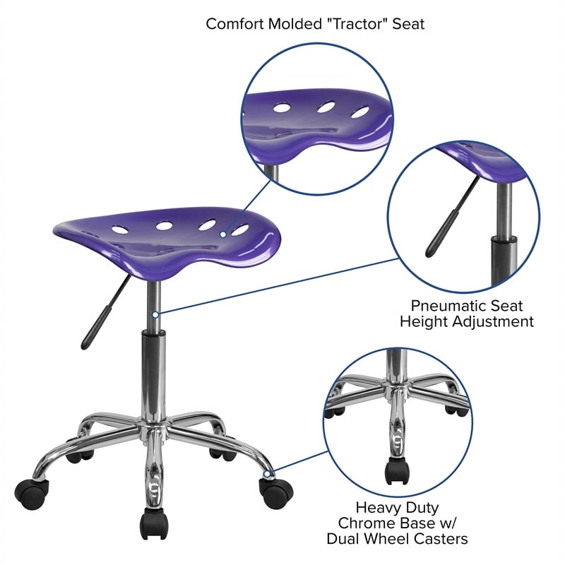 Scranton & Co Adjustable Bar Stool wth Chrome Base in Violet