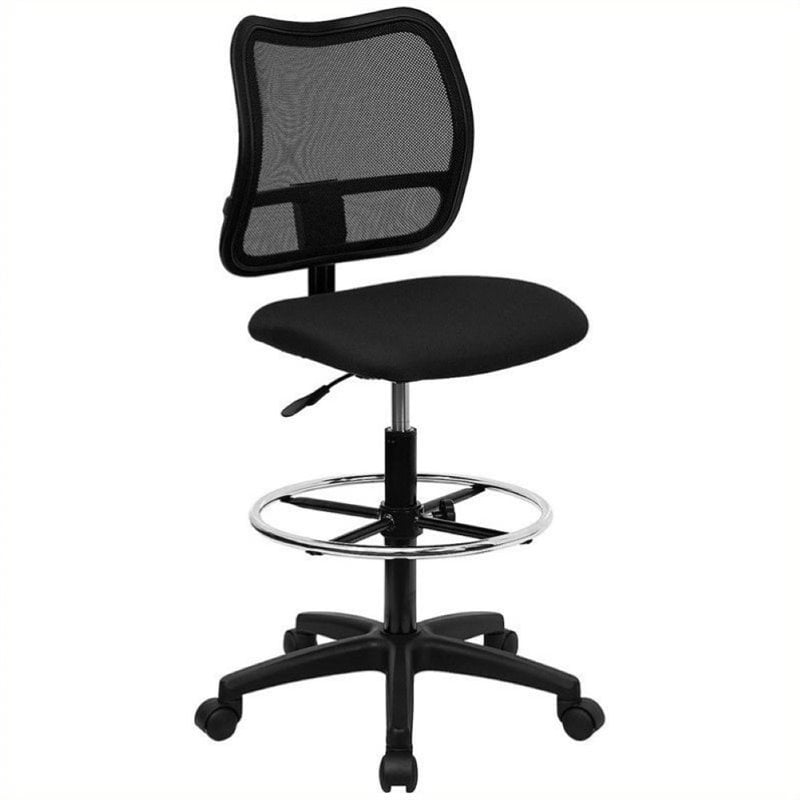 Scranton & Co Mid-Back Mesh Drafting Chair with Black Fabric Seat