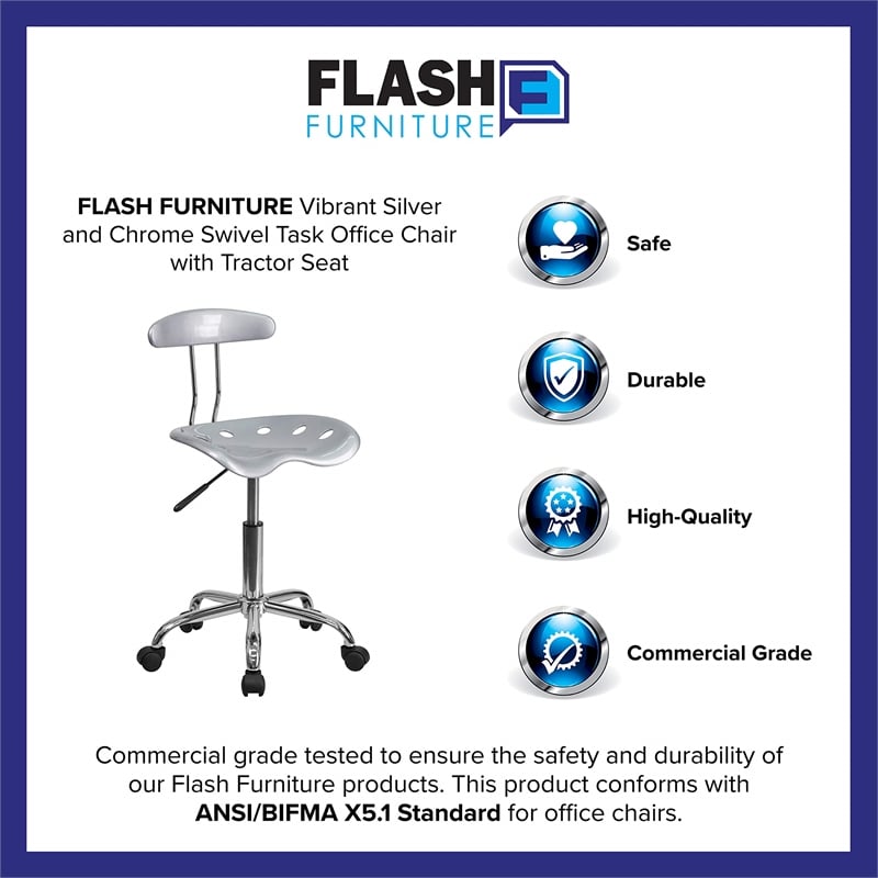 Scranton & Co Computer Task Office Chair Seat in Silver and Chrome