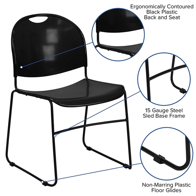 Scranton & Co Stacking Chair with Black Frame in Black