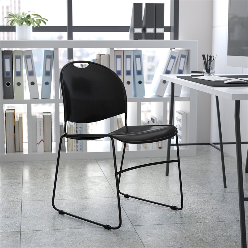 Scranton & Co Stacking Chair with Black Frame in Black