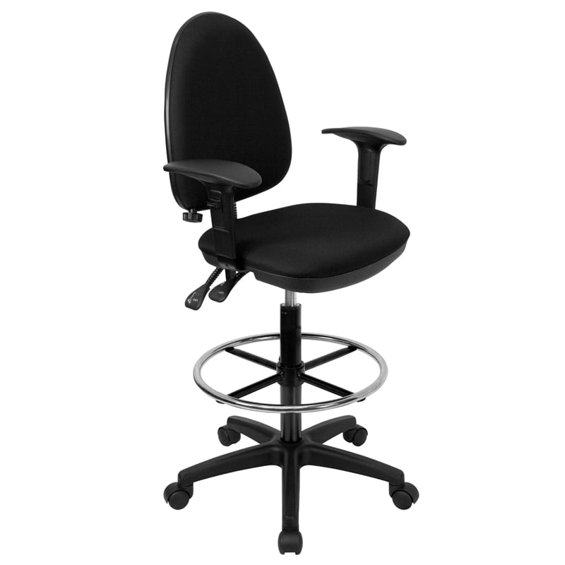 Scranton & Co Mid-Back Drafting Chair with Arms in Black