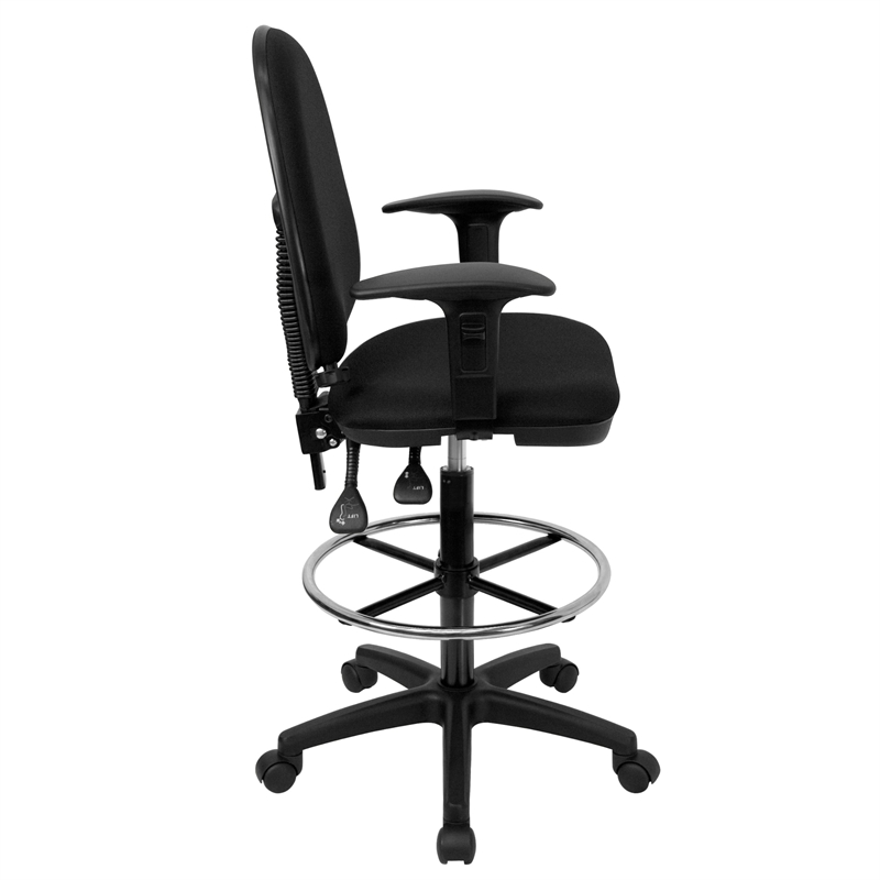 Scranton & Co Mid-Back Drafting Chair with Arms in Black