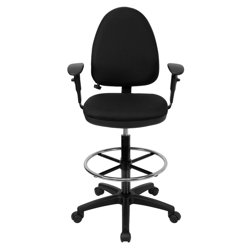 Scranton & Co Mid-Back Drafting Chair with Arms in Black