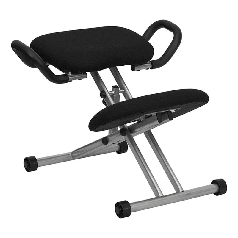 Scranton & Co Foam Fabric Ergonomic Kneeling Office Chair in Black/White