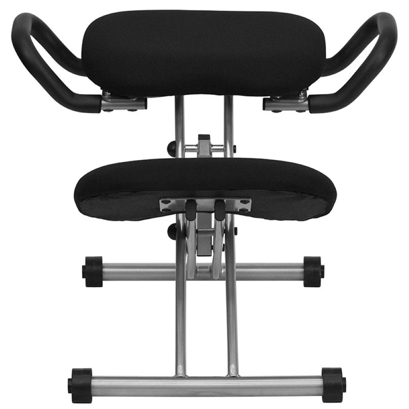 Scranton & Co Foam Fabric Ergonomic Kneeling Office Chair in Black/White