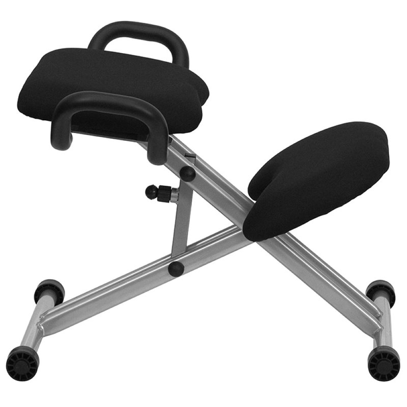 Scranton & Co Foam Fabric Ergonomic Kneeling Office Chair in Black/White