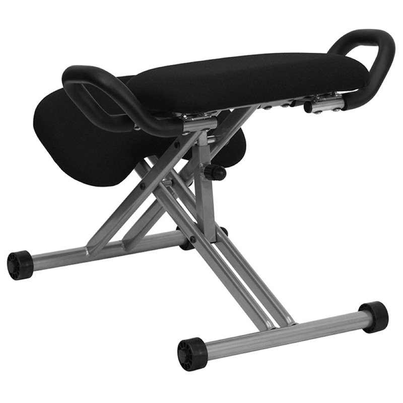 Scranton & Co Foam Fabric Ergonomic Kneeling Office Chair in Black/White