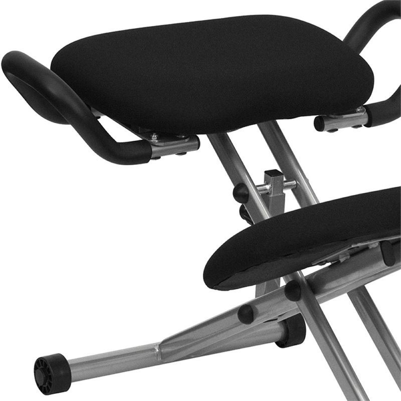Scranton & Co Foam Fabric Ergonomic Kneeling Office Chair in Black/White