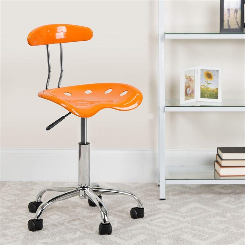 Scranton & Co Polymer Plastic Office Chair in Orange Yellow/Chrome