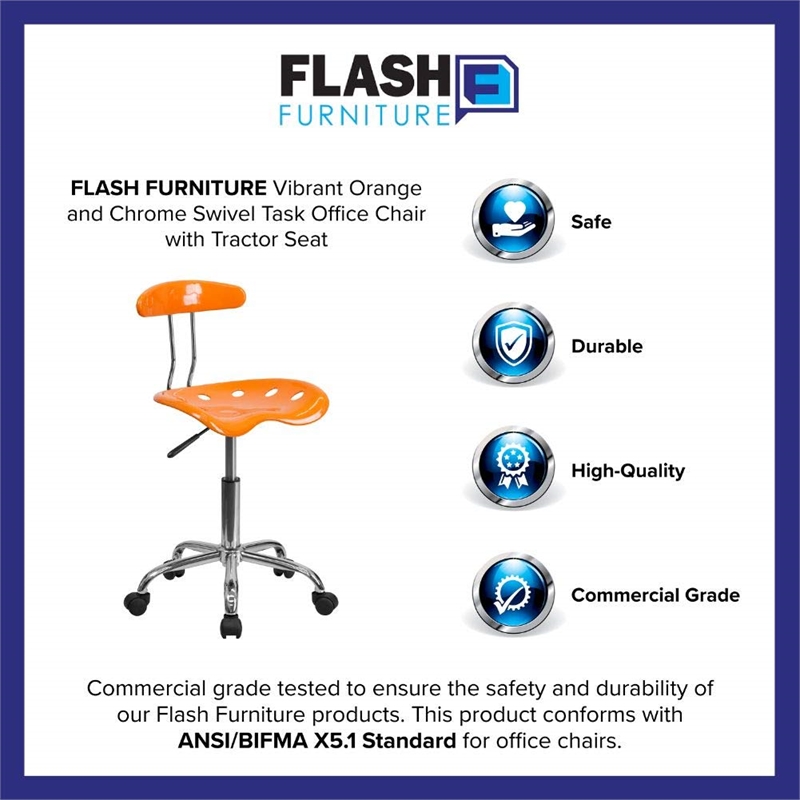 Scranton & Co Polymer Plastic Office Chair in Orange Yellow/Chrome