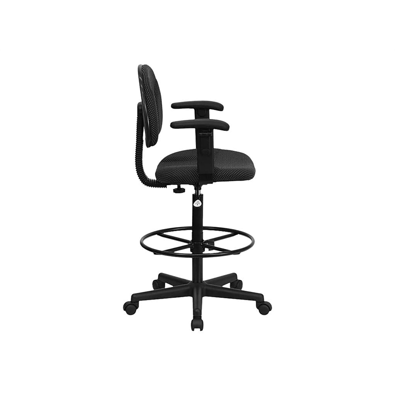 Scranton & Co Patterned Ergonomic Drafting Chair in Black with Arms