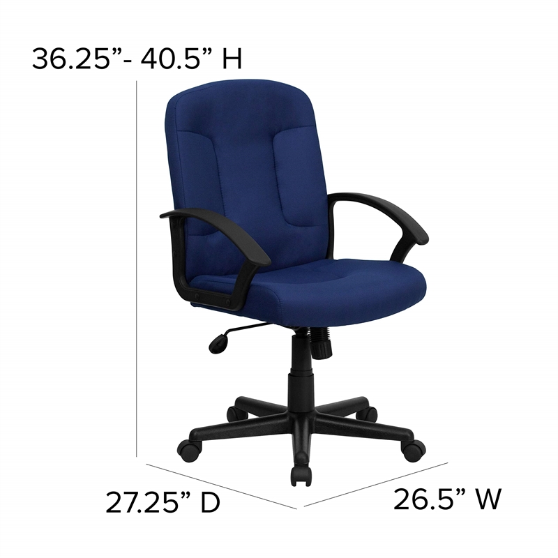 Scranton & Co Contemporary Fabric Mid-Back Office Chair with Arms in Navy Blue