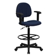 Scranton & Co Patterned Ergonomic Drafting Chair with Arms in Blue