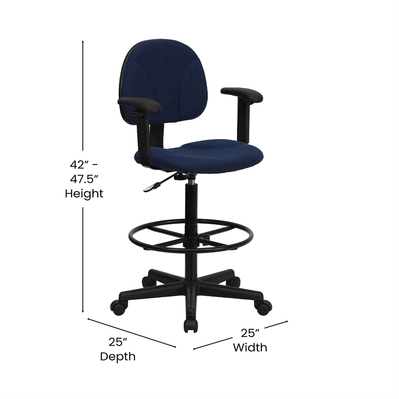Scranton & Co Patterned Ergonomic Drafting Chair with Arms in Blue