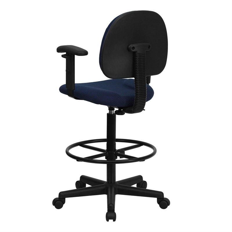 Scranton & Co Patterned Ergonomic Drafting Chair with Arms in Blue