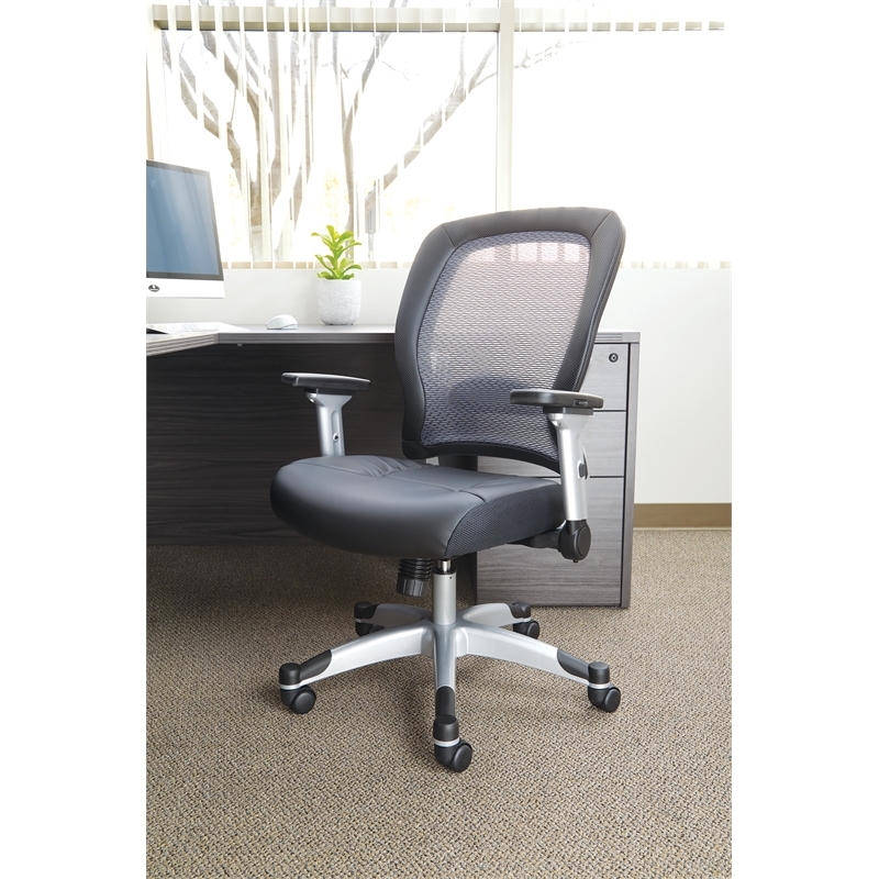 Scranton & Co Contemporary Fabric Adjustable Air Grid Back Office Chair in Gray
