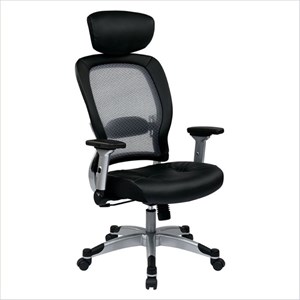 Scranton & Co Leather Office Chair with Headrest in Gray