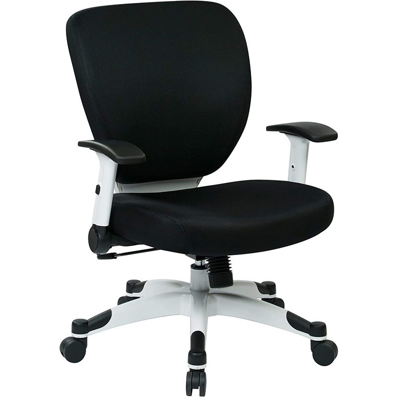 Scranton & Co Modern Mesh Fabric Padded Office Chair in Black/White