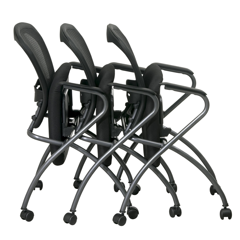 Scranton & Co Deluxe Folding Chair with Arms in Coal (Set of 2)