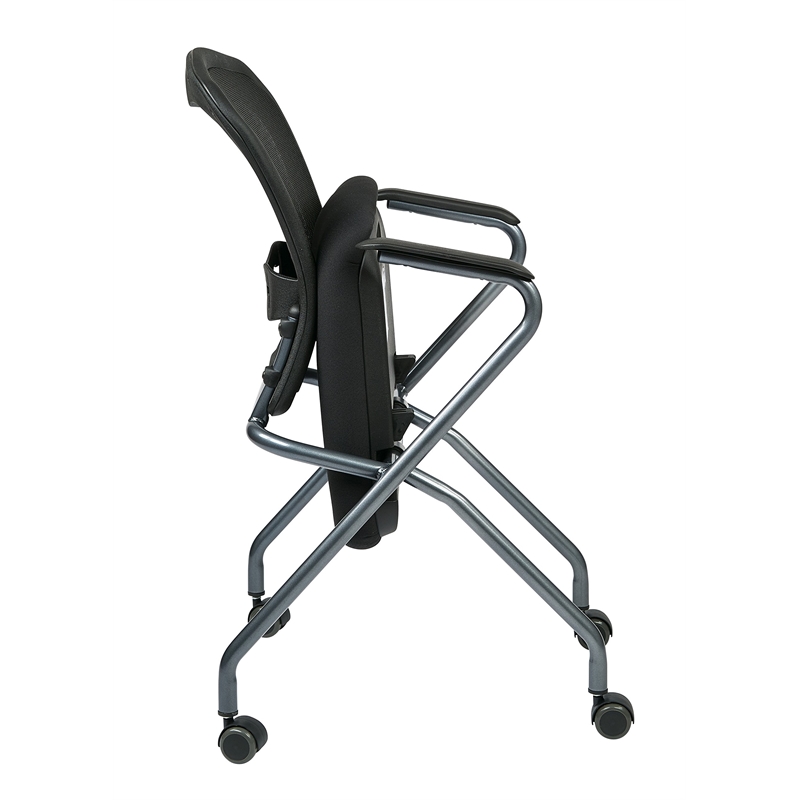 Scranton & Co Deluxe Folding Chair with Arms in Coal (Set of 2)