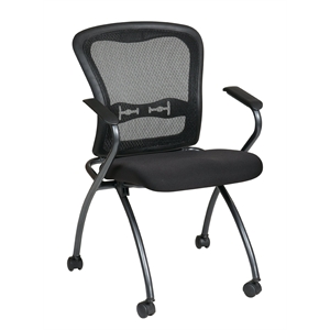Scranton & Co Deluxe Folding Chair with Arms in Coal (Set of 2)