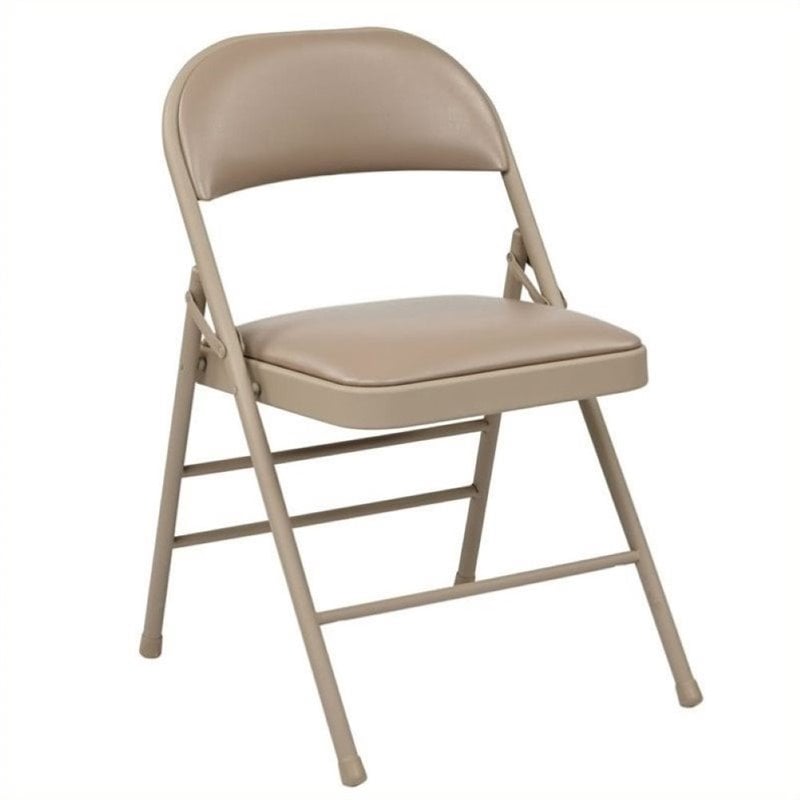 Scranton & Co Faux Leather Folding Chair in Tan (Set of 4)