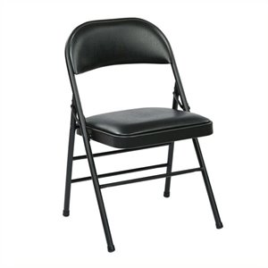 Scranton & Co Faux Leather Folding Chair in Black (Set of 4)