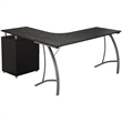 Scranton & Co Modern Wood L-Shaped Corner Desk with File Cabinet in Espresso