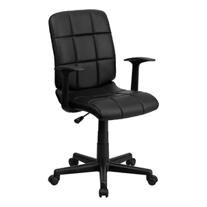 Scranton & Co Vinyl Quilted/Nylon Mid-Back Office Chair with Arms in Black