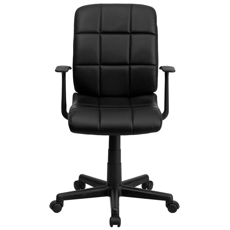 Scranton & Co Vinyl Quilted/Nylon Mid-Back Office Chair with Arms in Black