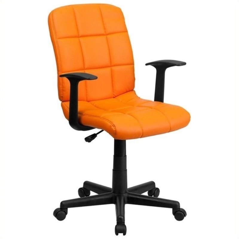 Scranton & Co Faux Leather Mid-Back Office Chair with Arms in Orange