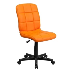 Scranton & Co Vinyl Quilted/Nylon Mid-Back Office Chair in Orange
